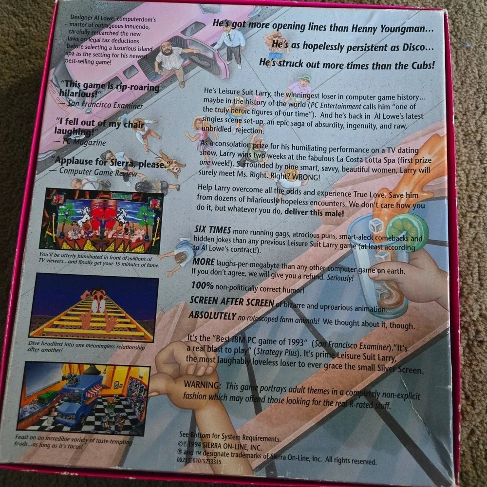 Leisure Suit Larry Shape Up or Slip Out Sierra PC Big Box CD-ROM 1994 Vintage